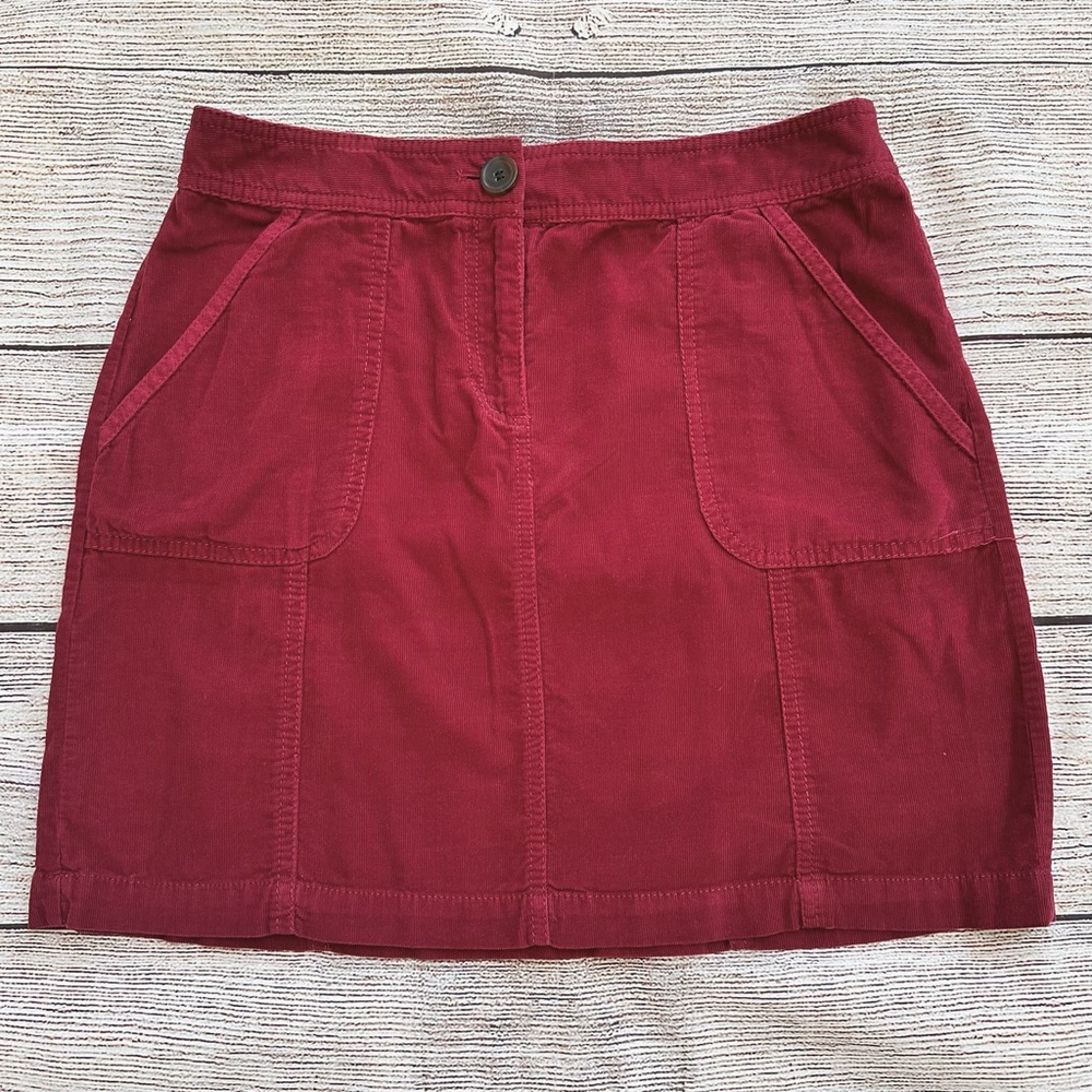 Caslon Nordstrom Dark Red Corduroy Mini Skirt Ladies Size 6